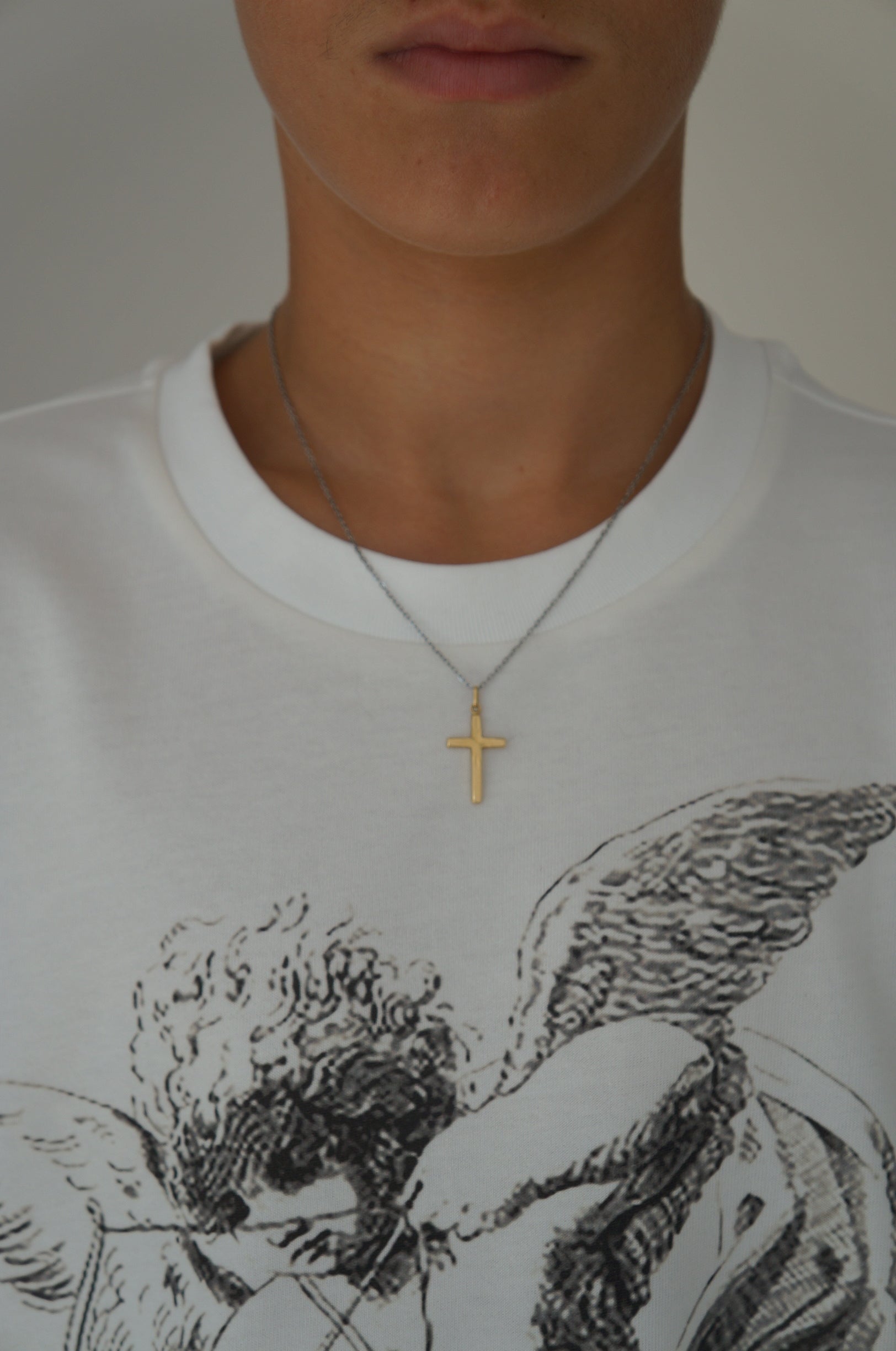 Tshirt Angel rose et blanc, logo imprimé 100% coton bio.
