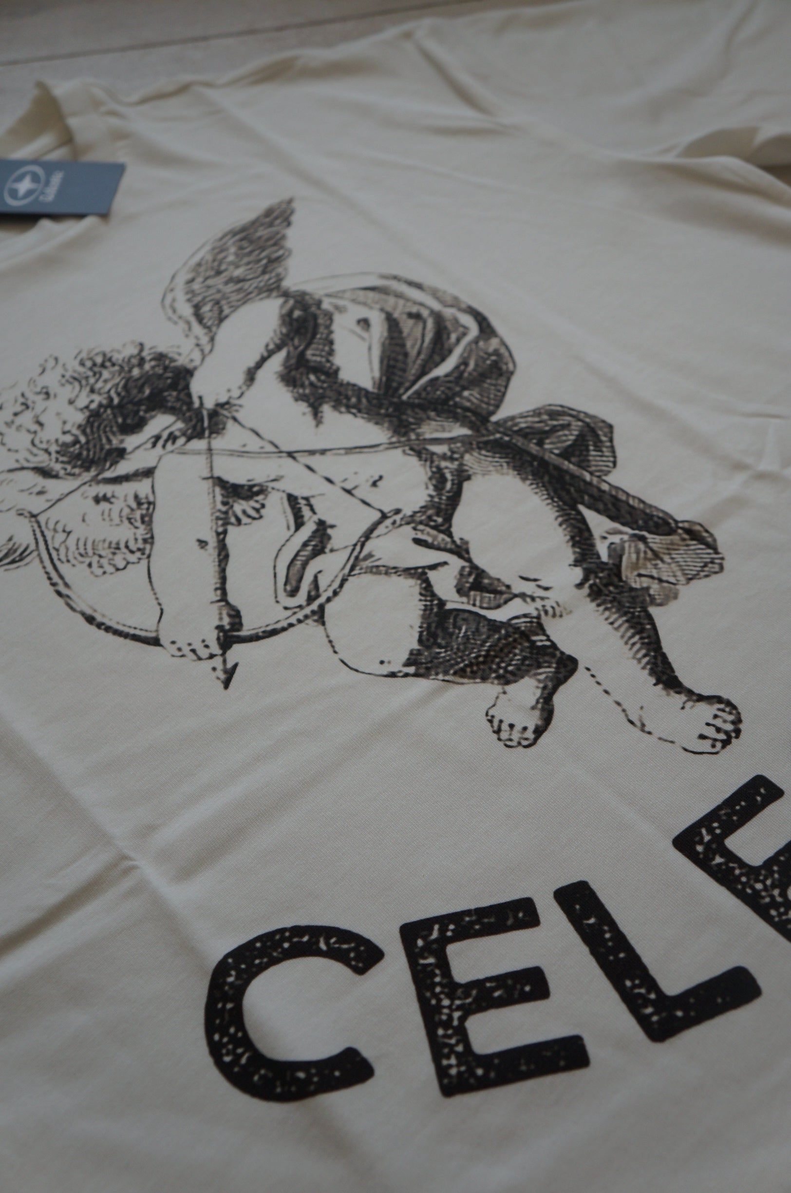 Tshirt Angel rose et blanc, logo imprimé 100% coton bio.