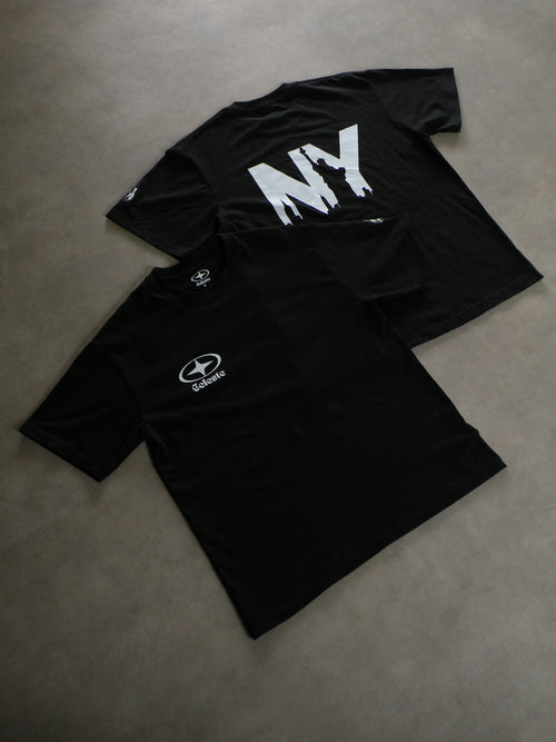 T-shirt New York Celeste, noir et blanc, 100% coton bio.